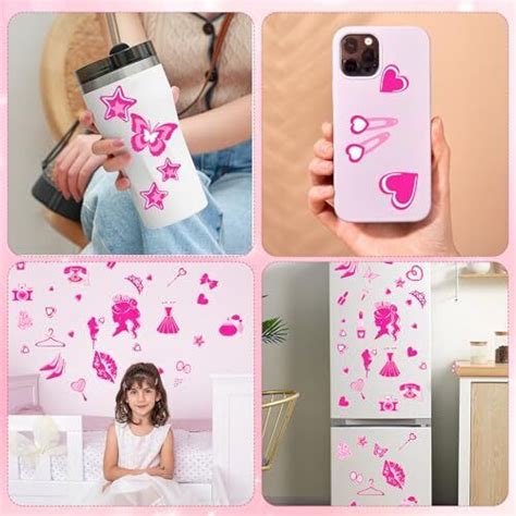 49 Pcs Pink Doll Stickers Pink Princess Room Decoration Wall Stickers