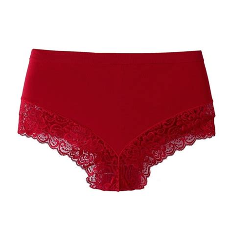 Aobny 2024 Womens Underwear Red Lace Plus Size Cotton Solid Bikini Comfy Womans Briefs Xl Xxxxl