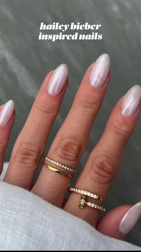 Hailey Bieber Inspired Nails Simple Nails 2022 Nail Trends Chrome