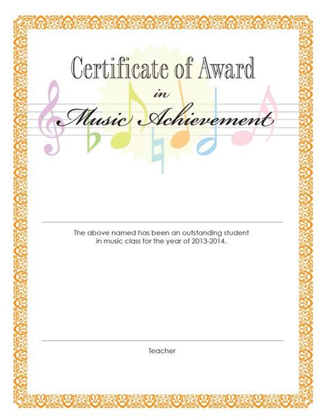 An Award Certificate For Music Achievement