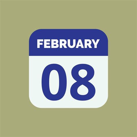 February 8 Calendar Date Icon 23393910 Vector Art at Vecteezy