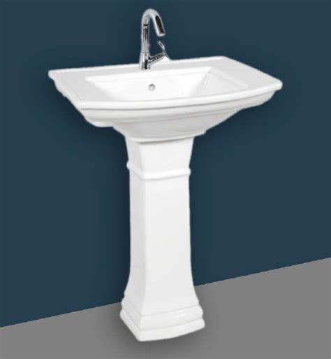 White Plain Polished Ceramic 1025 Pedestal Wash Basin For Home Hotel Restaurant Style