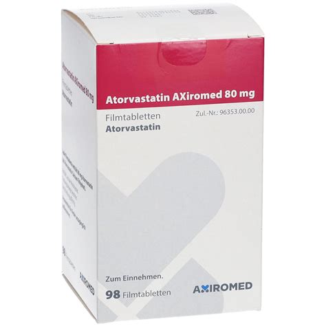 ATORVASTATIN AXiromed 80 Mg Filmtabletten Dose 98 St Mit Dem E Rezept