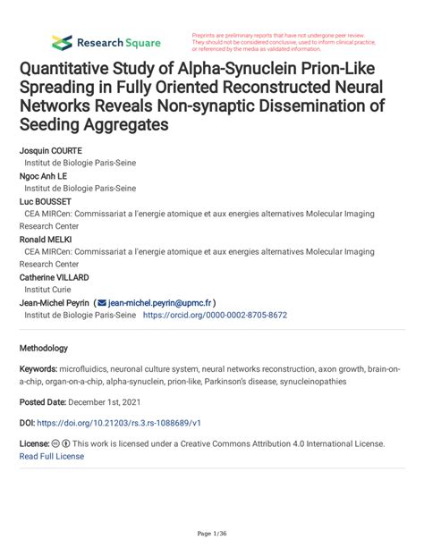 Pdf Quantitative Study Of Alpha Synuclein Prion Like Spreading In