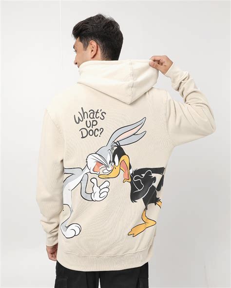 Riachuelo Blusa De Moletom Masculina Canguru Looney Tunes Bege