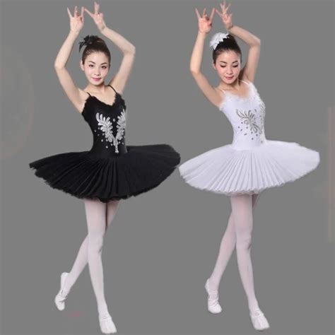 Branco Preto Cisne Lago Ballet Trajes Feminino Profissional Prato Tutu