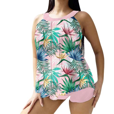 Uuszgmr Womens Swimsuits Swimwear Tankini 2 Piece Normal Swimsuit Backless 2 Piece Printing