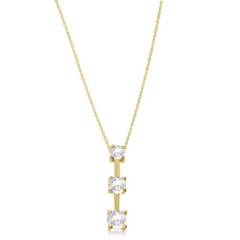 Three Stone Graduated Diamond Pendant Necklace 14k Yellow Gold 1ct AZ3343