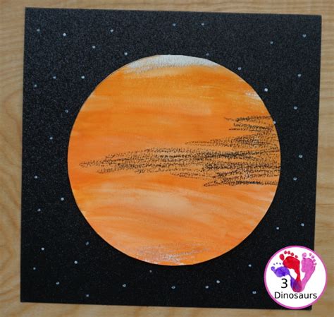 Watercolor & Oil Pastel: Planet Mars for Kids | 3 Dinosaurs