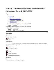 Self Quiz Unit1 Docx ENVS 1301 Introduction To Environmental Sciences