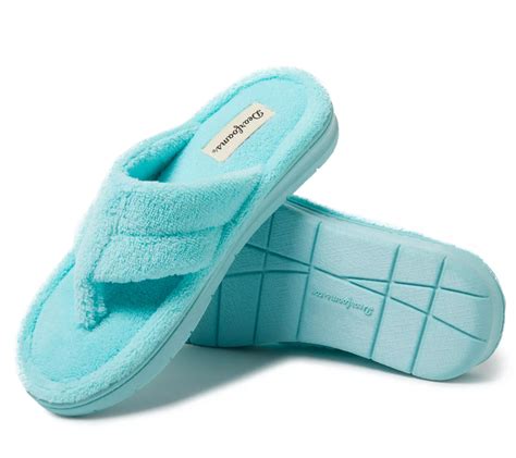 Dearfoams Memory Foam Terry Thong Slippers Wr Enley Qvc