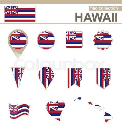 Hawaii Flag Collection Stock Vector Colourbox