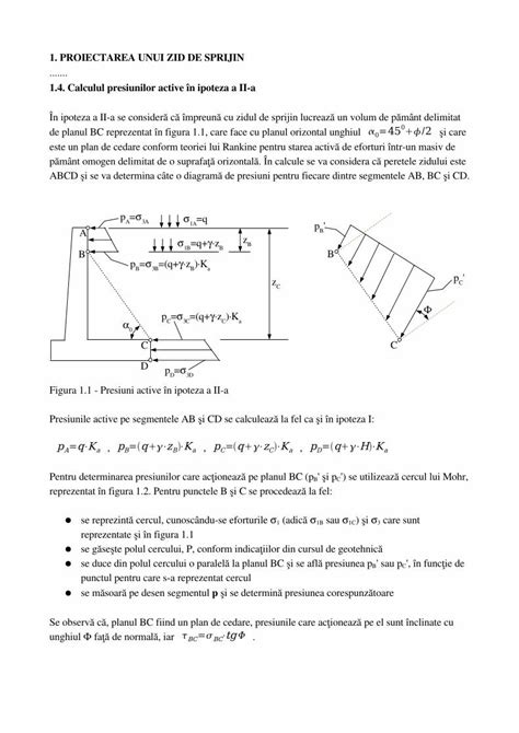 PDF 1 PROIECTAREA UNUI ZID DE SPRIJIN 1 4 Calculul Ppm Ro