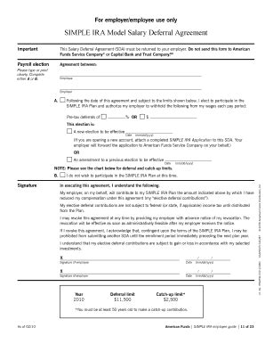 Fillable Online Cciarkansas Simple Ira Model Salary Deferral Agreement