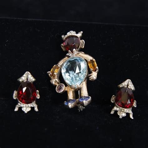 Reja 2pc Sterling Vermeil Man From Mars King Pin Clip On Earrings