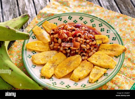 Red Red West African Dish Of Fried Plantains And Black Eyed Peas In