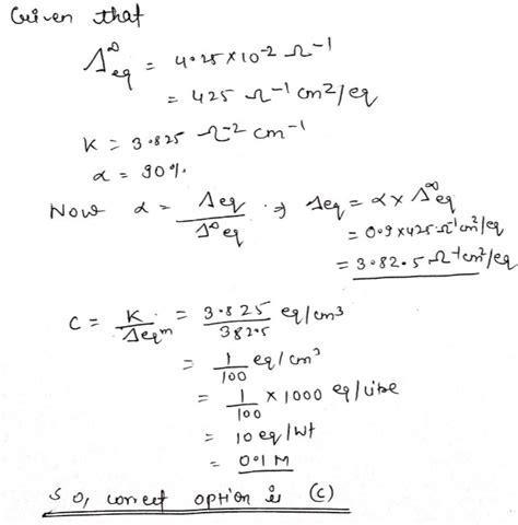 At Circ C The Molar Conductance Infinite Dilution Hci Solution Is