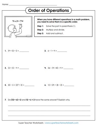 Order Of Operations Worksheets Parenthesis No Exponents Worksheets