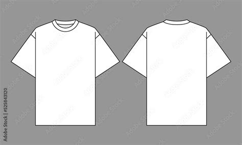 Blank White Short Sleeve Oversize T Shirt Template On Gray Background