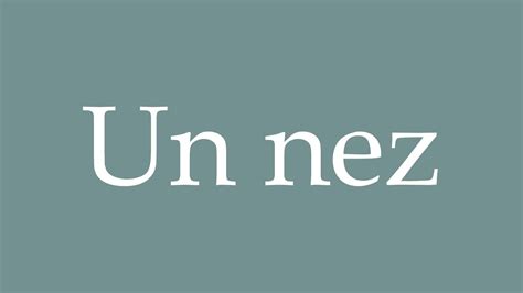 How To Pronounce Un Nez A Nose Correctly In French YouTube