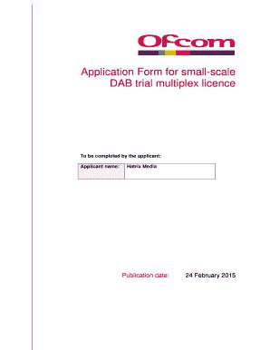 Fillable Online Licensing Ofcom Org Draft Trial Application Form