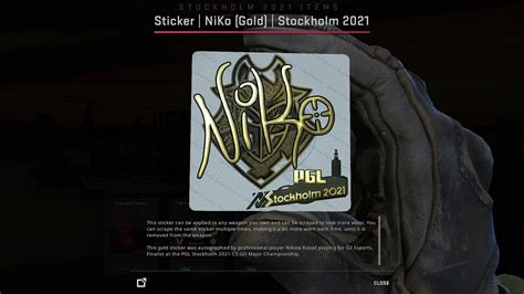 CSGO Sticker NiKo Gold Stockholm 2021 Finalists Autograph Capsule YouTube