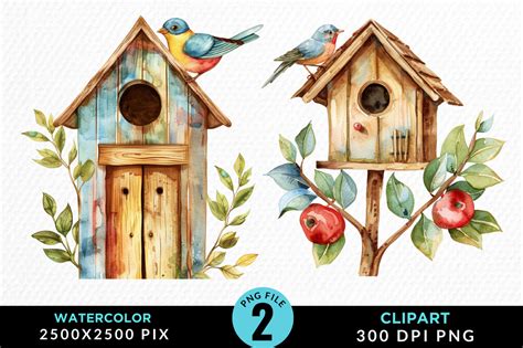 Watercolor Birdhouse Sublimation Clipart Graphic By Regulrcrative