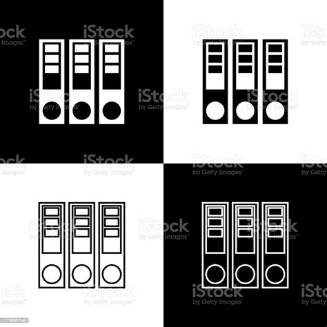 흑백 배경에 격리된 용지 및 문서 아이콘이 있는 Office 폴더를 설정합니다 사무실 바인더 폴더 기호를 보관합니다 벡터