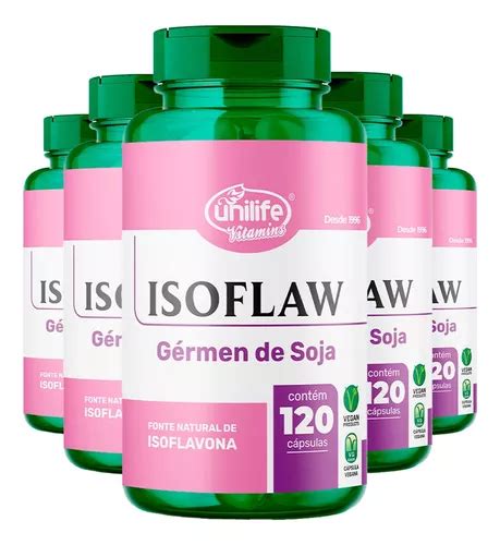 Kit 5 Isoflaw 500mg Unilife Gérmen De Soja 120 Cápsulas Parcelamento