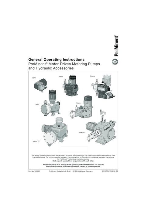 PDF General Operating Instructions ProMinent Motor Driven Metering