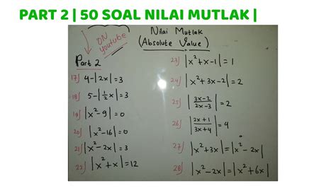 50 SOAL Absolute Value PERSAMAAN NILAI MUTLAK PART 2 4