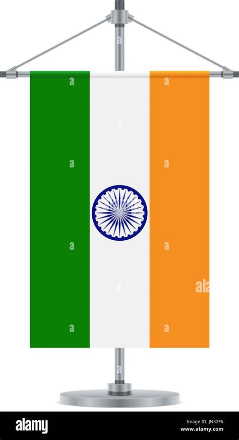 Flag Design Indian Flag On The Metallic Cross Pole Isolated Template