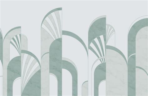 Green Art Deco Arches Print Wallpaper Mural Hovia Art Deco Arch Green Art Deco Art Deco