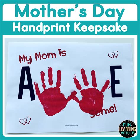 Mothers Day Handprint Keepsake Art Mothers Day Craft Activity Made