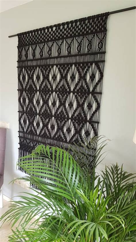 Large Macrame Wall Hanging Black Macrame Wall Hanging Etsy