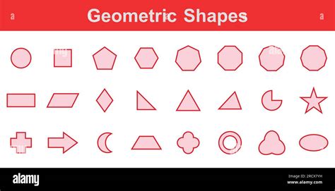 Set Of D Geometric Shapes In Math Circle Square Pentagon Hexagon