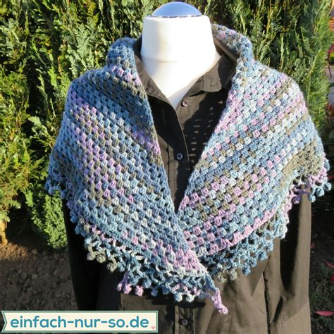 Half Granny Square Tuch Mit Spitze Wollposie