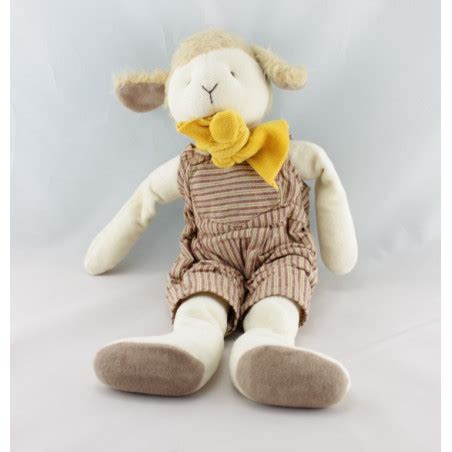 Doudou mouton salopette rayé MOULIN ROTY