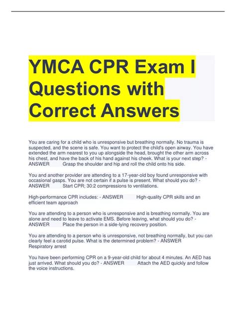 Ymca Cpr Exam I Questions With Correct Answers Ymca Cpr Stuvia Us