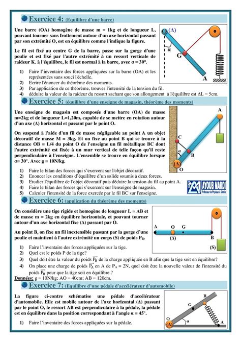 Équilibre d un solide en rotation autour d un axe fixe Exercices non