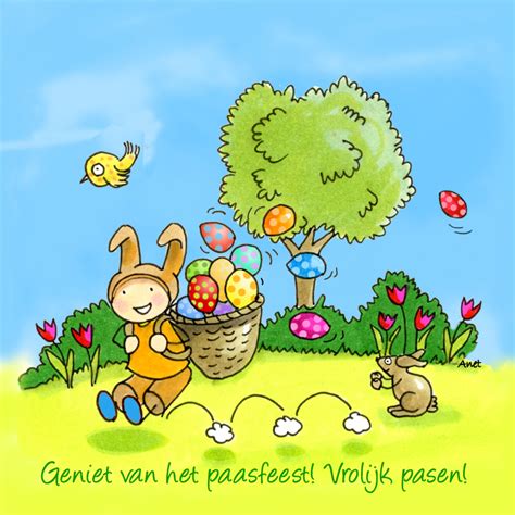 Springende Paashaas Paaskaarten Kaartje2go