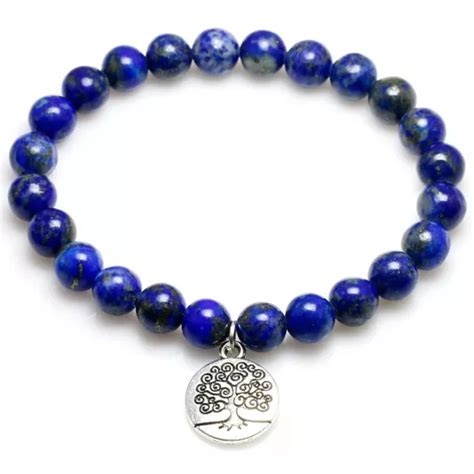 BRACELET EN LAPIS Lazuli D Afghanistan Symbole Arbre De Vie Boules