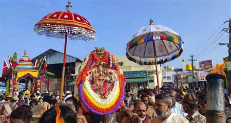 Chamundeshwari Car Festival At Chamundi Hill Presiding Deity Decorated