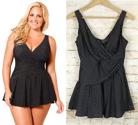 Miraclesuit Womens 16w Pin Point Aurora Soft Cup Swimdress Black Polka Dots 182 Miraclesuit