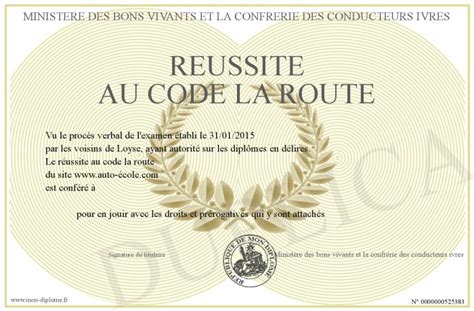 Reussite Au Code La Route