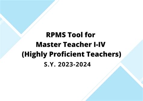 Annex B Rpms Tool For Highly Proficient Teachers Sy Page