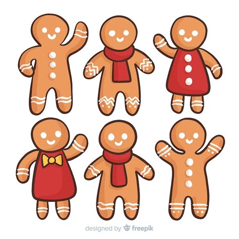 Free Vector Hand Drawn Gingerbread Cookies Pack