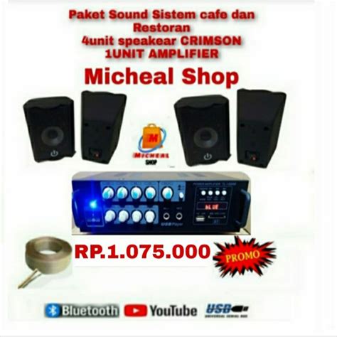 Jual Paket Sound Sistem Cafe Dan Restoran Indor 4speakear 1unit Ampli