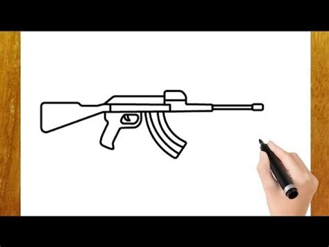 How To Draw A Gun Easy Machine Gun Drawing Step By Step Youtube