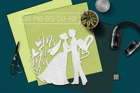 Mr And Mrs 2 Papercut Template Marriage Decor SVG PDF DXF